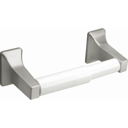 Corona Collection Surface Paper Holder With White Roller, Satin Nickel